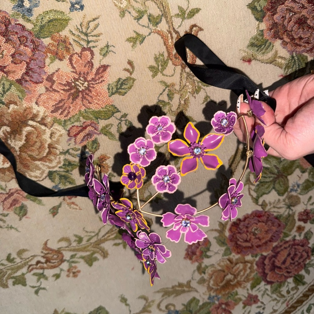 Floral Purple and Gold Headband